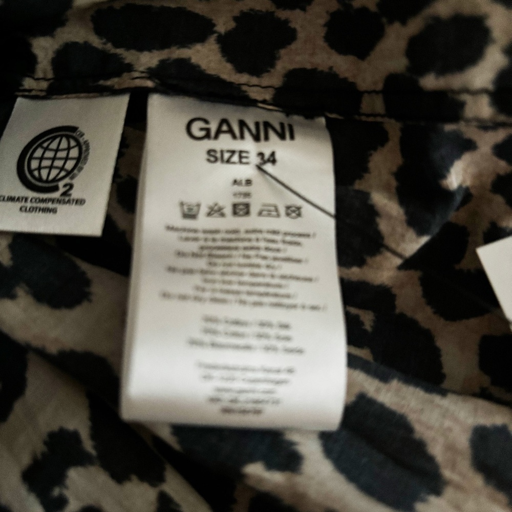 GANNI Animal Print Crew Neck Top size XS/ US 2 - Picture 5 of 9